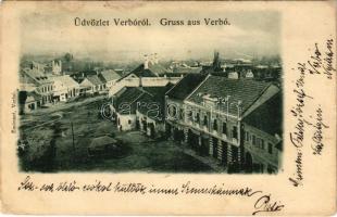 1900 Verbó, Vrbové; Fő tér, zsinagóga. Emánuel kiadása / main square, synagogue (r)