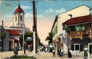 1916 Opicina, Opcina (Trieste); Chiesa di San Bartolomeo Apostolo / church, tram (EK)