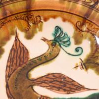 Szabó Kinga: Dísztányér madárral. Jelzett, kis kopással, d: 30 cm KIZÁRÓLAG SZEMÉLYES ÁTVÉTEL, NEM P...
