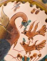 Szabó Kinga: Dísztányér madarakkal. Jelzett, kis kopással, d: 30,5 cm KIZÁRÓLAG SZEMÉLYES ÁTVÉTEL, N...