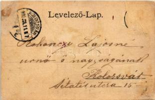 1900 Balatonkenese, Kenese; Kossuth szobor, látkép, villasor. Art Nouveau, floral (r)