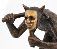 Babusa János (1964): Álarcos ördög. Bronz szobor. Jelzett, számozott 1/10. műkő talapzaton m: 25 cm