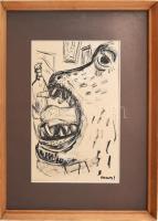 Ámos I jelzéssel: Szürrealista rajz. Vegyes technika, papír. 28x19 cm