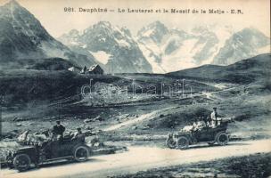 Dauphiné Lautaret mountain with automobiles