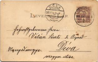 1900 Hortobágy, Delelő lovak, Csikós, itatás, magyar folklór. László Albert kiadása (kopott sarkak /...