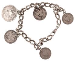 DN modern hamis, öntött fém 1859-es 1/4 florin érmék (két különböző méretben) karkötőnek kialakítva ...
