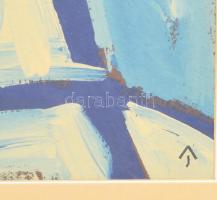 Aknay János (1949): Festő angyal akril merített papír 40x30 cm Keretben, kereten kis sérüléssel