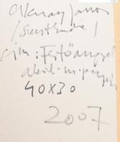 Aknay János (1949): Festő angyal akril merített papír 40x30 cm Keretben, kereten kis sérüléssel