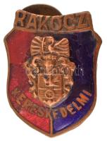 ~1930-1940. Rákóczi Kereskedelmi Iskola zománcozott bronz gomblyukjelvény (20x16mm) T:AU,XF