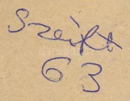 Szeift Béla (1944-2012): Facsoport, 1963. Golyóstoll, kréta, papír, jelzett, 26×16,5 cm