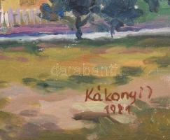 Kákonyi István (1917-1993): Izzó nap, 1981. Olaj, rétegelt falemez, jelzett, 38×46 cm