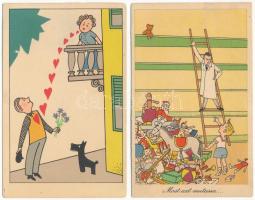 15 db MODERN retro grafikai vicces motívum képeslap. Képzőművészeti Alap / 15 modern retro funny gra...