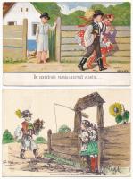 10 db főleg RÉGI magyar népviseletes képeslap vegyes minőségben / 10 mostly pre-1945 Hungarian folklore postcards in mixed quality