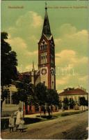 Buziásfürdő, Baile Buzias; Római katolikus templom, Nagyszálloda. Francz József kiadása / church and hotel (Rb)