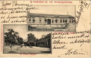 1904 Miskolc, Református főleánynevelde, az intézet külső képe és udvara. Lövy József fia kiadása (EK)