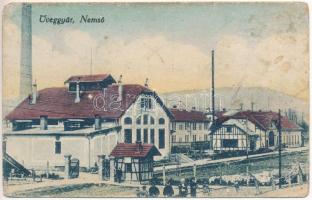 1913 Nemsó, Nemsova (Felsőszúcs, Horná Súca); Üveggyár. Goldstein Gyula kiadása / glass factory (kopott sarkak / worn corners)