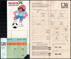 1974 A futball világbajnokság Svédország-Uruguay (3:0) meccsének belépőjegye + vb játékterve német nyelven (Spielplan)