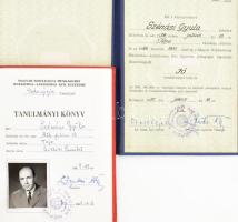 1969-1972 Katonai pártiskolai leckekönyv + bizonyítvány tiszt részére