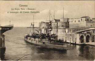 Taranto, La Regia Nave &quot;Bausan&quot; al passaggio del Canale Navigabile / Italian Royal Navy protected cruiser