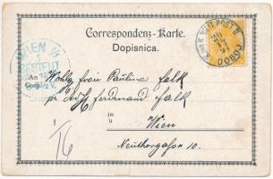 1897 (Vorläufer!) Doboj, Bahnhof, Szaparykreuz, Doboj v. Westen / general view, railway station, mon...