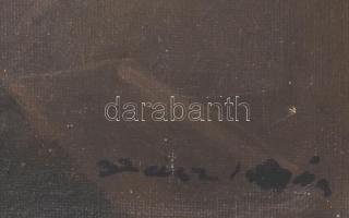 Szász István (1878-1965): Hegedülő fiú. Olaj, vászon, jelzett. Dekoratív, kissé sérült fakeretben, 6...