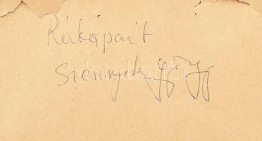 Szennik György (1923-2007): Rábapart. Rézkarc, papír, jelzés nélkül, üvegezett fakeretben, 29×24,5 c...