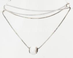 Ezüst (Ag) kígyó mintás nyaklánc fehér medállal, br 7 g