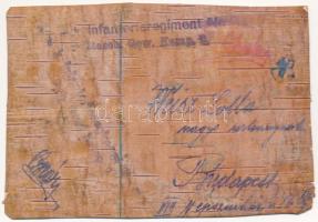 Saját kézzel rajzolt művészlap szélmalommal fakéregből / Hand-drawn wooden art postcard with windmil...