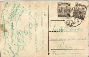 1925 Kézzel rajzolt és készített Krampusz művészlap / Hand-drawn and custom made Krampus art postcar...