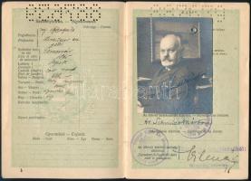 1928 Fényképes útlevél dr. Schmidt Márton ny. igazgató részére