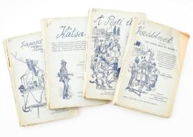 [Gárdonyi Géza]: 4 db Göre Gábor könyv: Veszödelmek, más szóval nem matska ugrás ide Amerika se [...]; A pesti úr; Kátsa; Tapasztalatok. Bp., 1923, Dick Manó (&quot;Globus&quot;-ny.) Mühlbeck Károly illusztrációival. Kiadói papírkötés, vegyes, sérült állapotban.