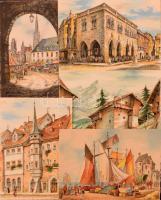 Kb. 100 db 50-es évekbeli francia művész képeslap szignókkal, használatlan / Cca. 100 pre-1955 French artist signed postcards, unused