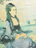 Dekoratív fa képkeret, modern Szinyei Merse Pál. Lila ruhás nő nyomattal. Belső méret: 78,5x59 cm