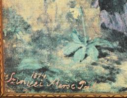 Dekoratív fa képkeret, modern Szinyei Merse Pál. Lila ruhás nő nyomattal. Belső méret: 78,5x59 cm