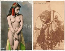 46 db RÉGI használatlan észak-afrikai képeslap, köztük meztelen nős folklór lappal / 46 pre-1945 unused North African postcards with nude folklore motives