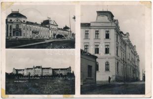 1940 Csíkszereda, Miercurea Ciuc; Törvényszék, Római katolikus gimnázium, Vármegyeháza. Seiwarth foto kiadása / court, Catholic grammar school, county hall (fl)