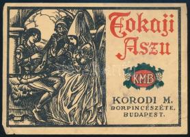 Tokaji Aszú Korodi M. Borpincészete Budapest címke, 9,5×13 cm