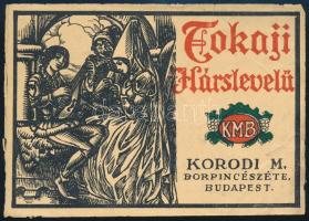 Tokaji Aszú Korodi M. Borpincészete Budapest címke, 9,5×13 cm