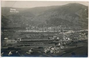 1936 Gyimes, Ghimes; Vedere cu Gara / vasútállomás, vonat / railway station, train. Emeric Jakab photo