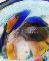 Murano többrétegű színezett üveg asztaldísz, kézzel formált, jelzés nélkül, hibátlan, 26x19,5 cm