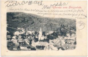 1899 (Vorläufer) Stájerlak, Steierlak, Stájerlakanina, Steierdorf, Anina; látkép, templom / general view, church (kis szakadás / small tear)