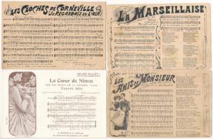 27 db RÉGI francia kottás és zenés képeslap vegyes minőségben / 27 pre-1945 French postcards in mixed quality: music sheets and instruments