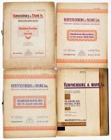 1927-1933 Konynenburg & Mark Inc. Gladiolus-Novelties, 4 db holland virág- (kardvirág) katalógus, színes illusztrációkkal, angol nyelven. Kiadói zsinórfűzéses papírkötés, vegyes állapotban, 31,5x24 cm.