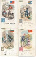 10 db RÉGI hosszúcímzéses litho képeslap vegyes minőségben: országok és postásaik / 10 pre-1906 postcards in mixed quality: countries and their postmen