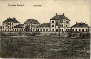 1913 Tövis, Teius; Pályaudvar, vasútállomás. Klein Albert kiadása / railway station