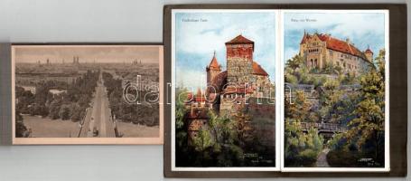 2 db RÉGI német képeslap füzet / 2 pre-1945 German postcard booklets: München, Nürnberg