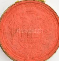 cca 1900 I. Ferenc József császári függőpecsét oklevélről réz tokkal d 9 cm jó állapotban