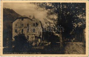 Chiusa, Klausen (Südtirol); Gasthof zur Krone mit Bahnhof / restaurant and hotel, railway station