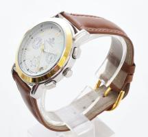 Helvetia férfi karóra, kvarc szerkezettel, új állapotban, új bőr szíjjal, elemmel, d: 40 mm