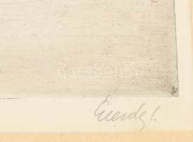 Élesdy István (1912-1987): Kikötő. Rézkarc, papír, jelzett, üvegezett fakeretben, 29,5x39,5 cm